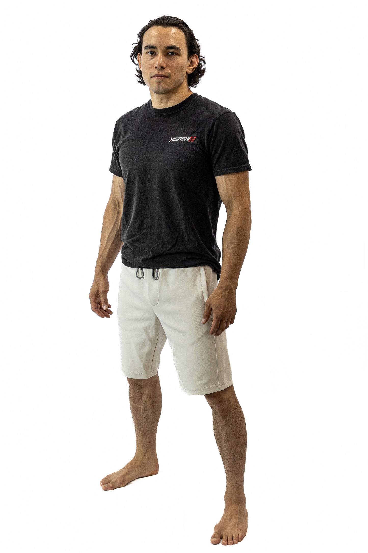 Higashi Kaizen Side Zip Sweatshorts White Sand