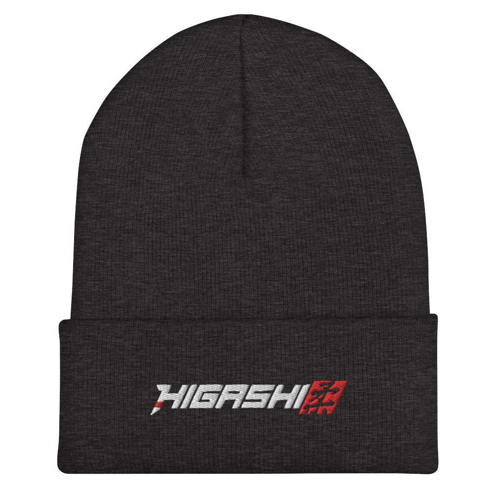 Unisex Higashi Embroidered Cuffed Beanie (white)