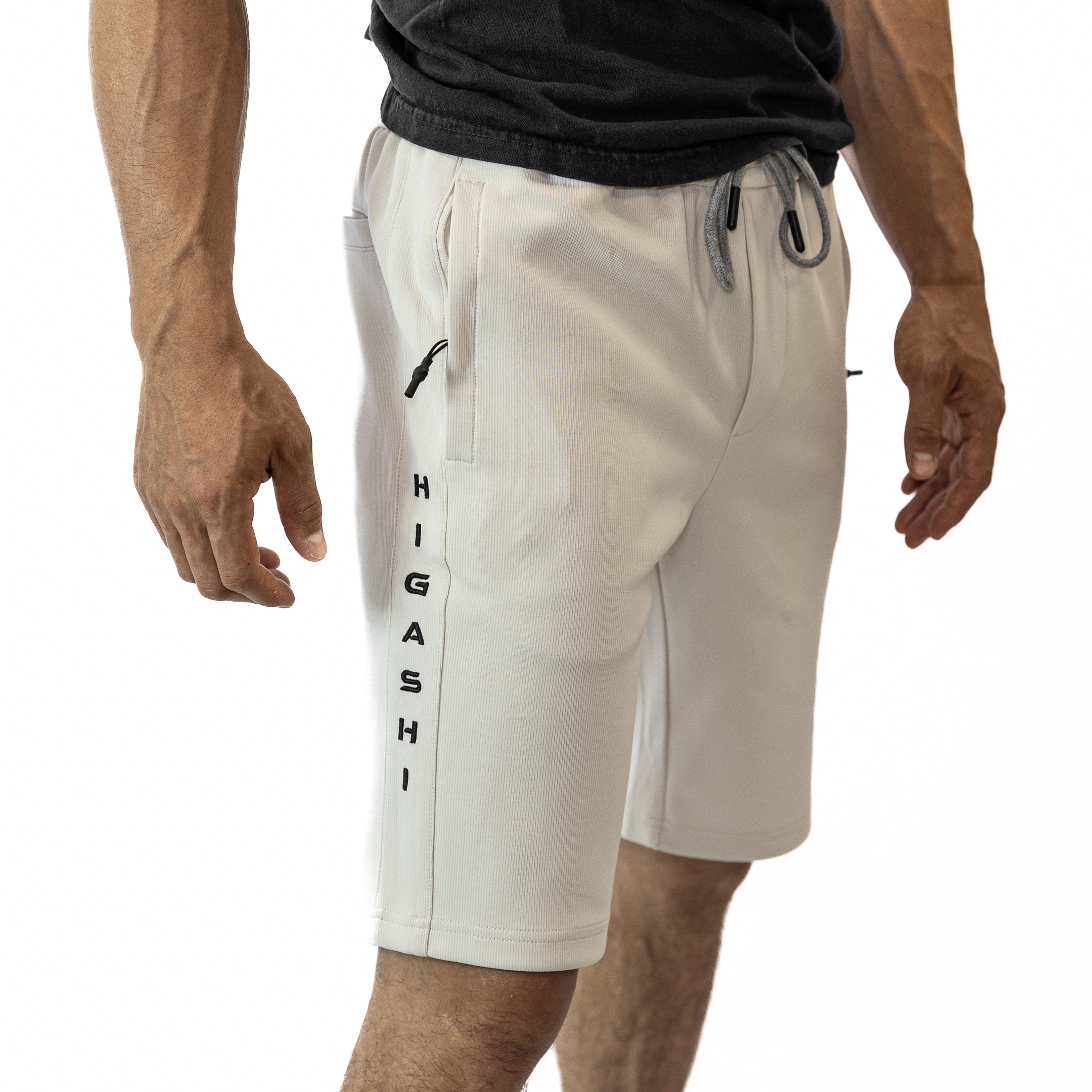 Higashi Kaizen Side Zip Sweatshorts White Sand – Higashi Brand