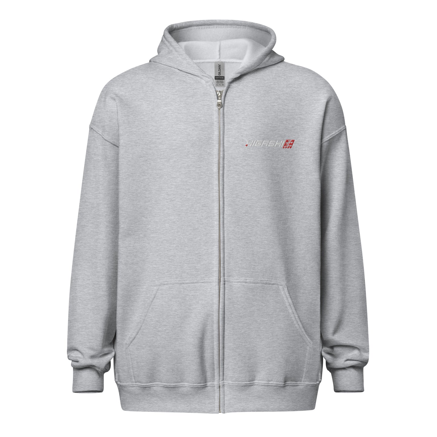 Embroidered Higashi Brand Class Zip Hoodie (white/red)